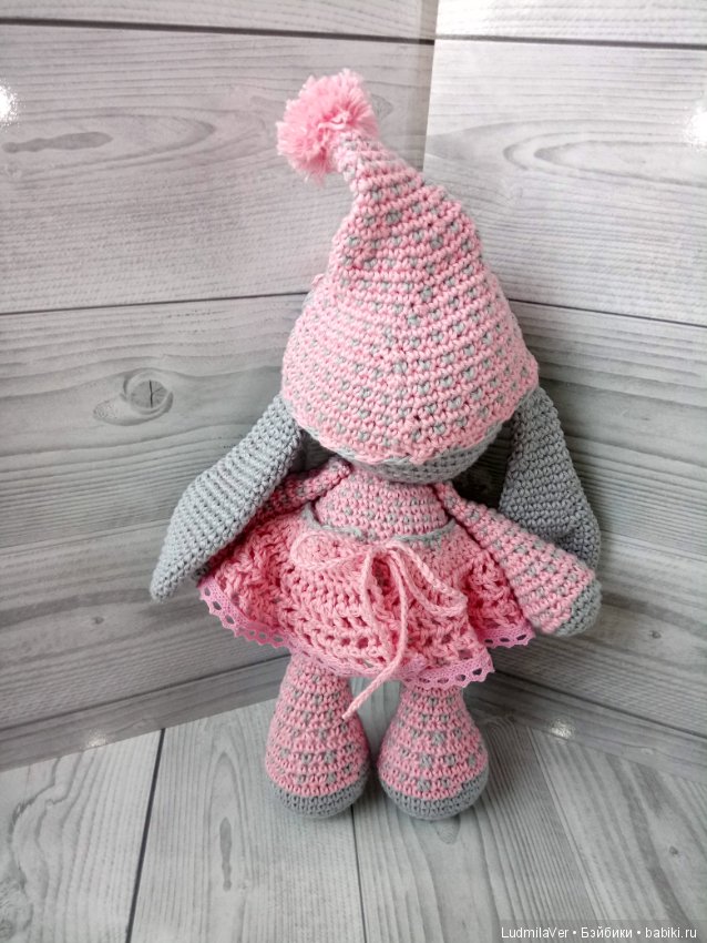 Зайка вязаная 26 см — Вязаные игрушки и амигуруми: крючком (фото 8)
