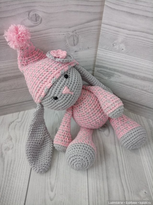 Зайка вязаная 26 см — Вязаные игрушки и амигуруми: крючком (фото 4)