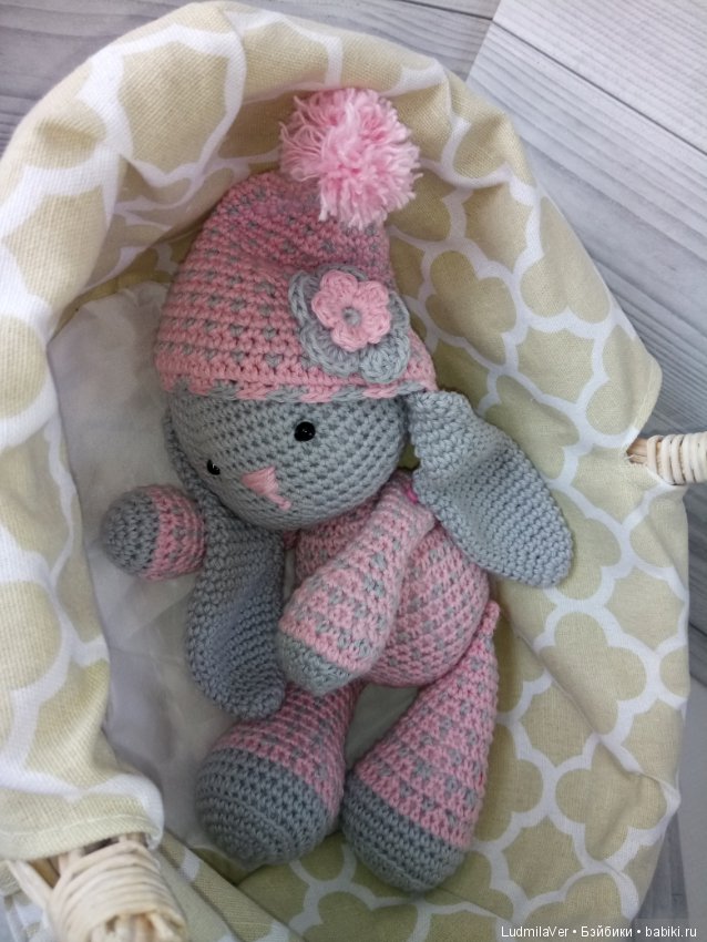 Зайка вязаная 26 см — Вязаные игрушки и амигуруми: крючком (фото 5)