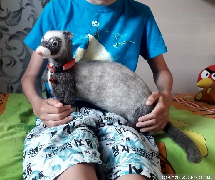 Хорек Крош — Валяные игрушки из шерсти: сухое валяние (фото 7)