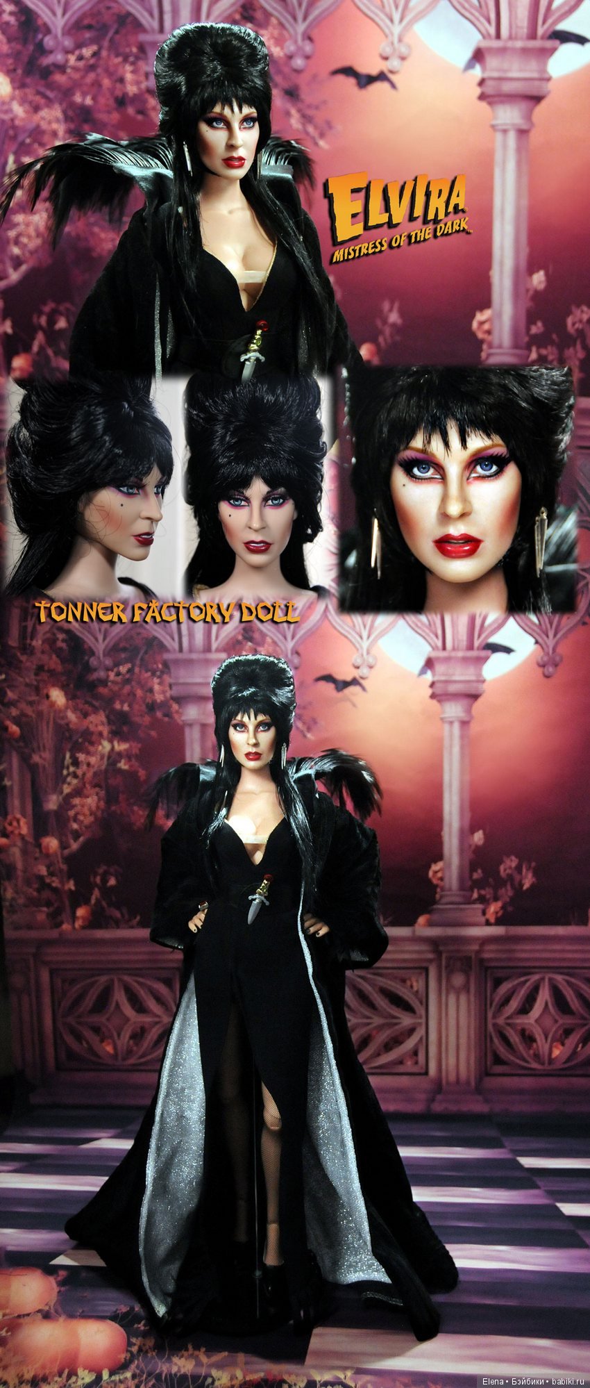 Elvira Mistress of the dark, мэйк куклы сделан Noel Cruz