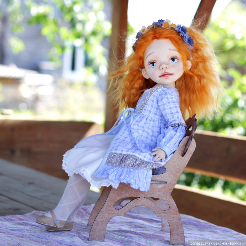Девочка с васильками — Авторские текстильные куклы: Вальдорфские (фото 4)