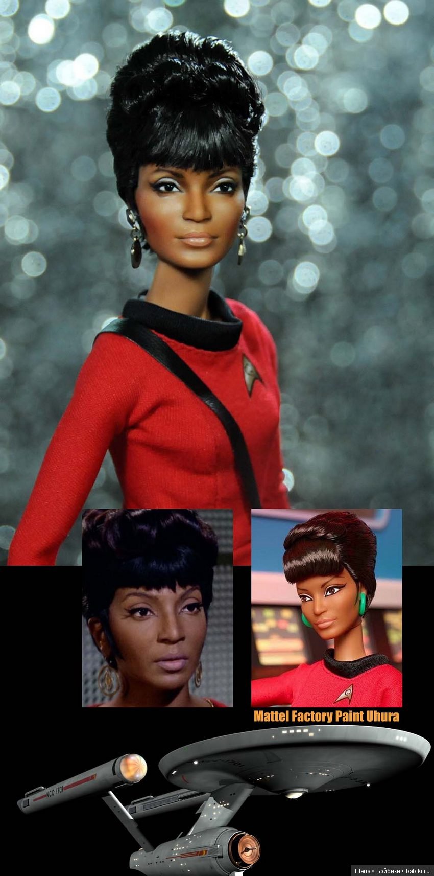 Nichelle Nichols - Uhura Barbie, мэйк куклы сделан Noel Cruz
