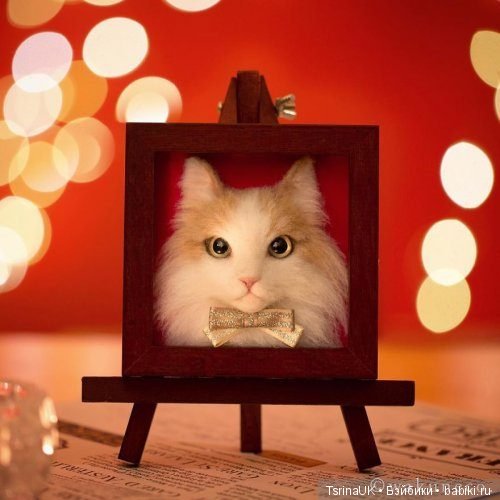 Трёхмерные войлочные портреты кошек (фото 10)