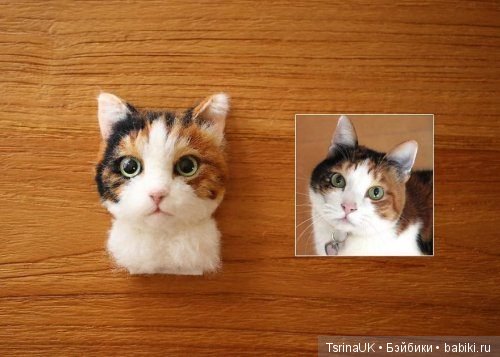 Трёхмерные войлочные портреты кошек