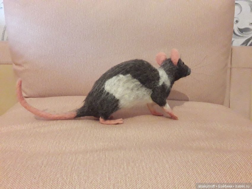 Крыса из шерсти — Валяные игрушки из шерсти: сухое валяние (фото 8)