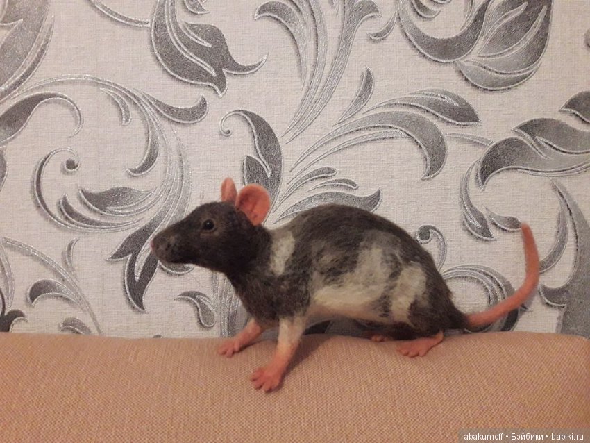 Крыса из шерсти — Валяные игрушки из шерсти: сухое валяние (фото 3)