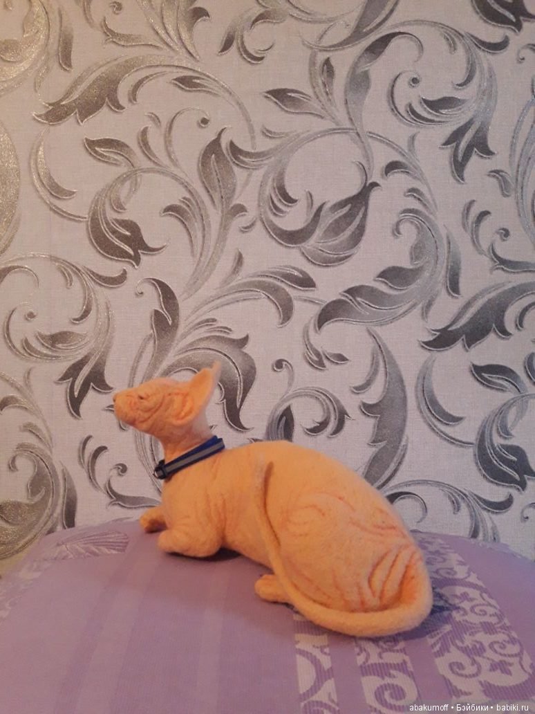Котик сфинкс — Валяные игрушки из шерсти: сухое валяние (фото 6)