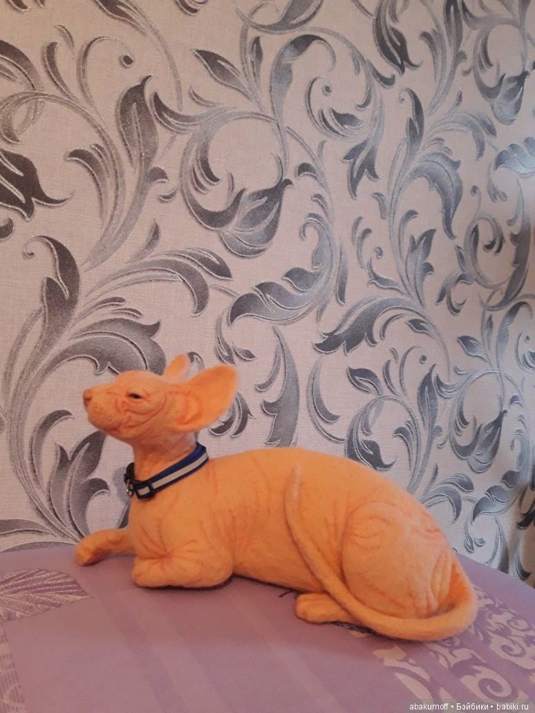 Котик сфинкс — Валяные игрушки из шерсти: сухое валяние