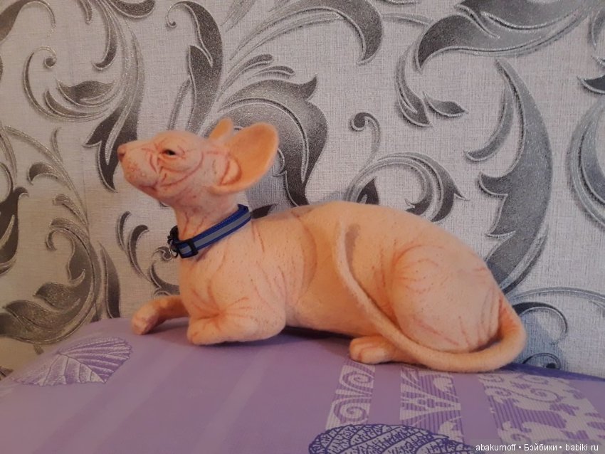 Котик сфинкс — Валяные игрушки из шерсти: сухое валяние (фото 3)