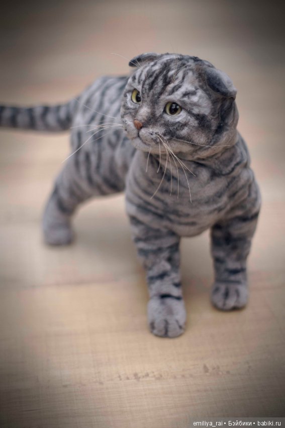 Шотландский вислоухий котик. Реалистичная игрушка (фото 10)