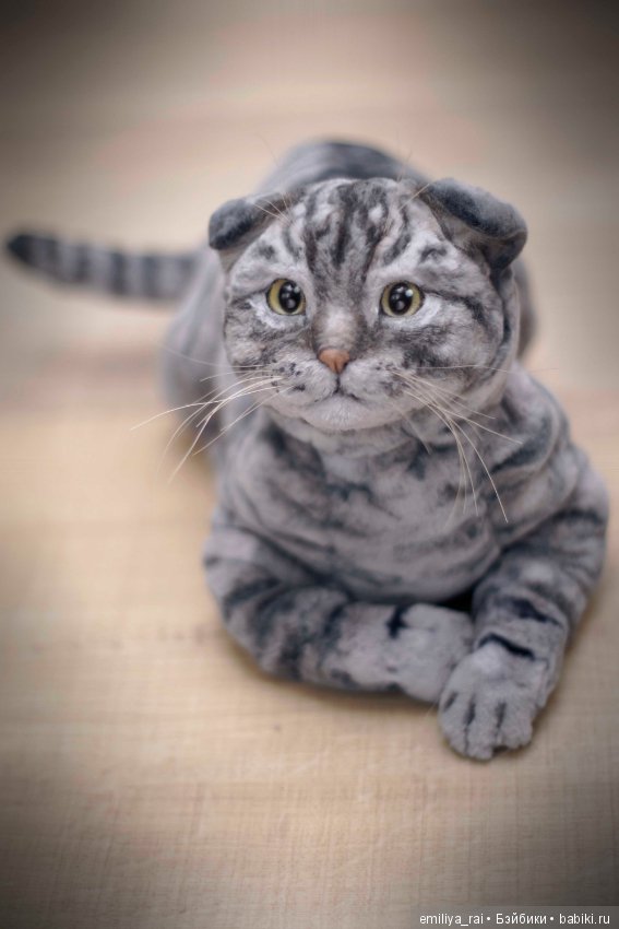 Шотландский вислоухий котик. Реалистичная игрушка (фото 6)