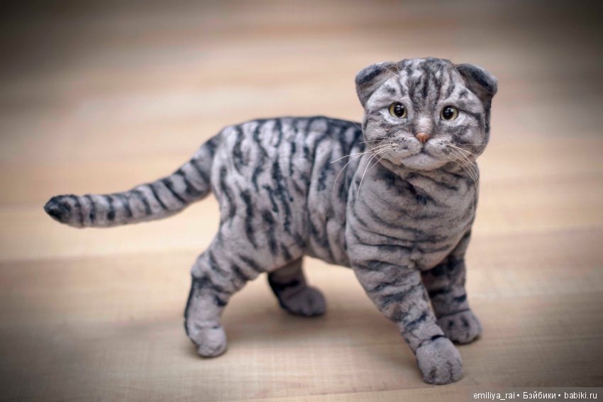 Шотландский вислоухий котик. Реалистичная игрушка (фото 8)