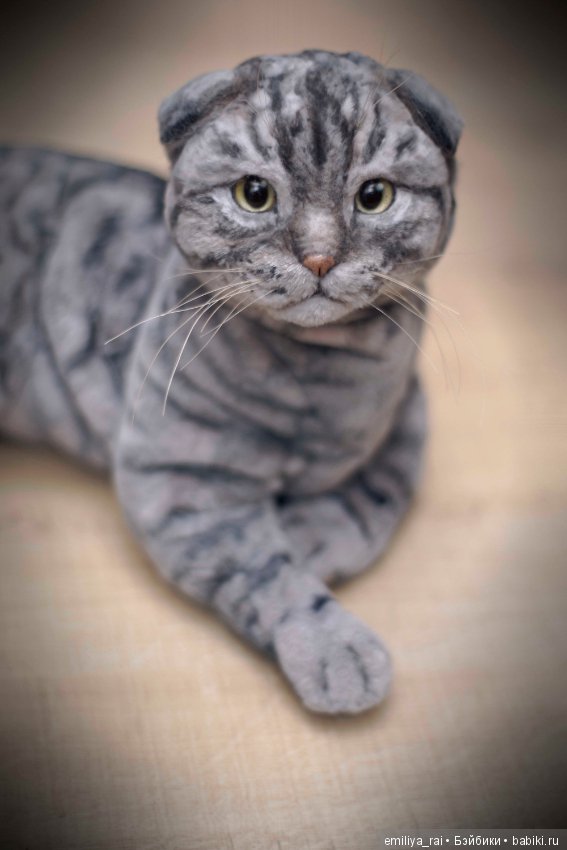 Шотландский вислоухий котик. Реалистичная игрушка