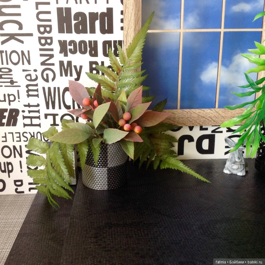 Немного растений и цветов в кукольном интерьере 1:6 (фото 5)