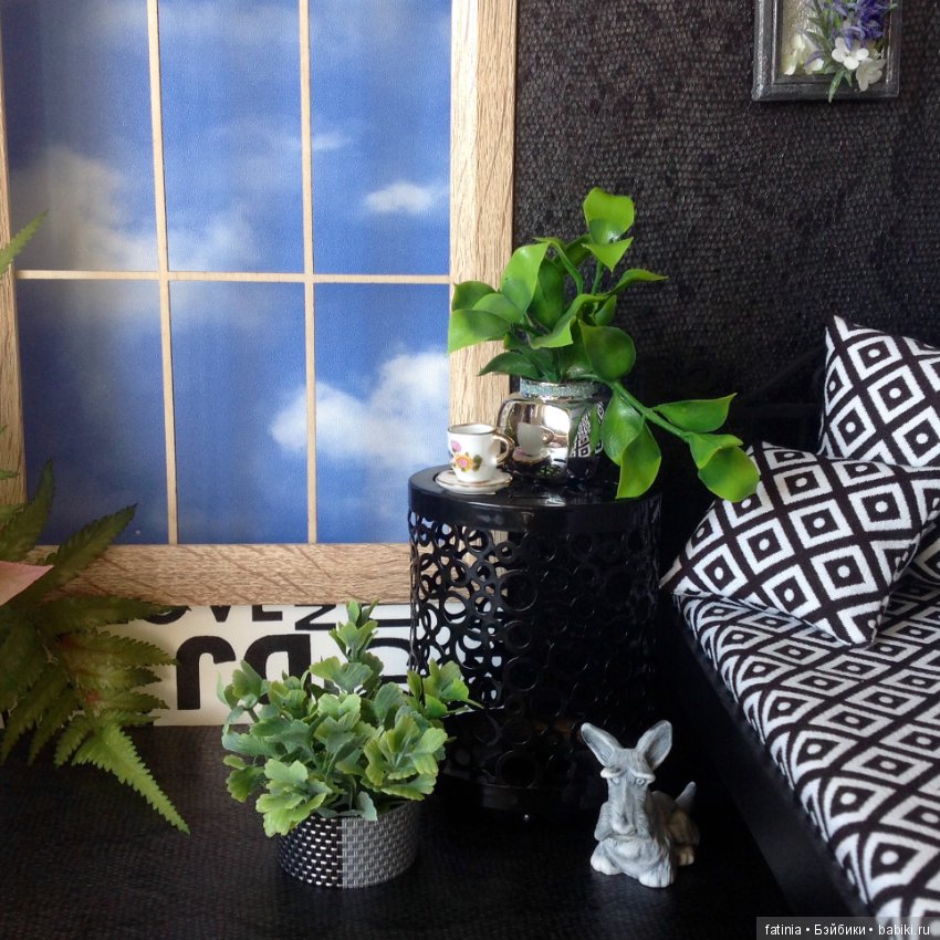 Немного растений и цветов в кукольном интерьере 1:6 (фото 8)