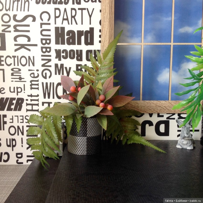 Немного растений и цветов в кукольном интерьере 1:6 (фото 4)