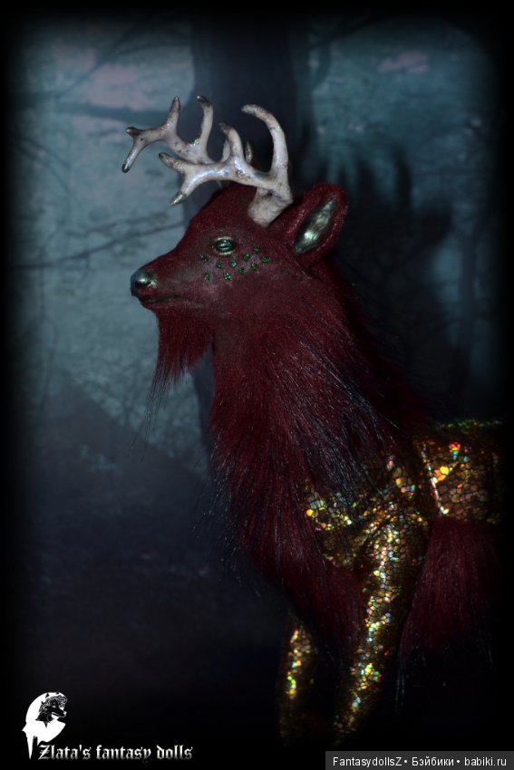 Волшебный олень, авторская подвижная мягкая скульптура (фото 2)