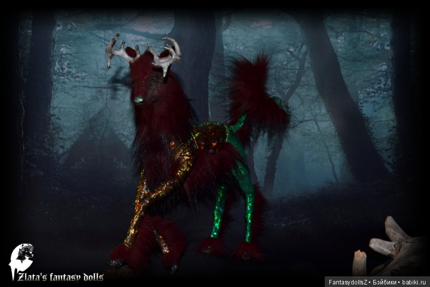 Волшебный олень, авторская подвижная мягкая скульптура (фото 9)