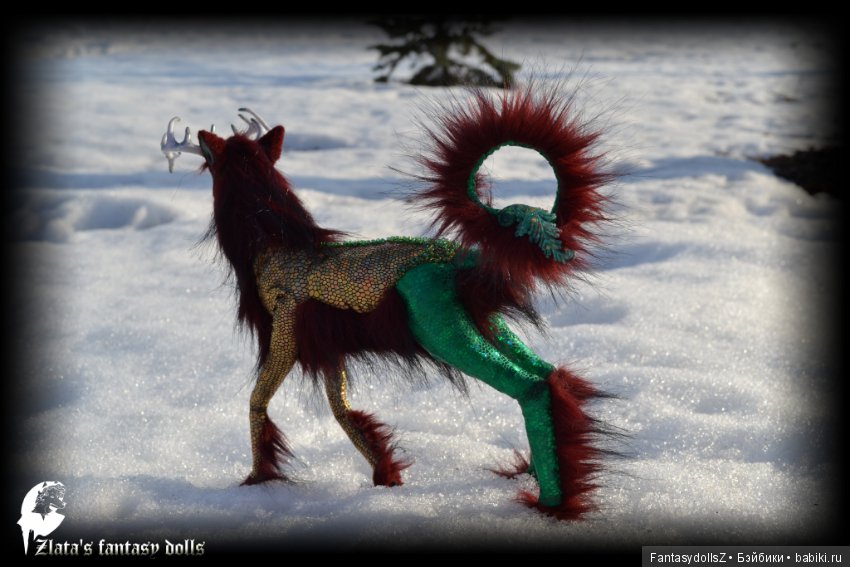 Волшебный олень, авторская подвижная мягкая скульптура
