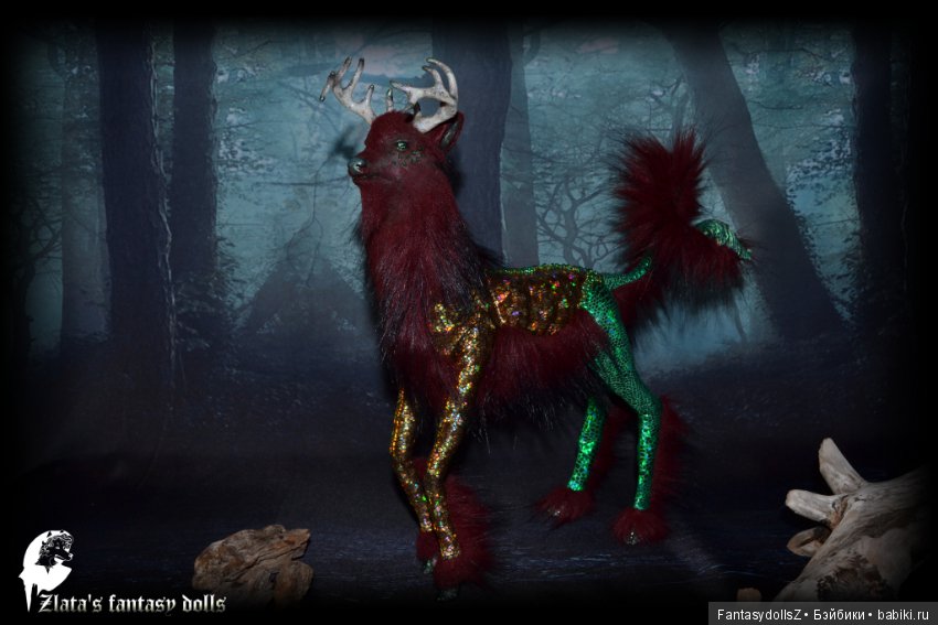 Волшебный олень, авторская подвижная мягкая скульптура (фото 5)