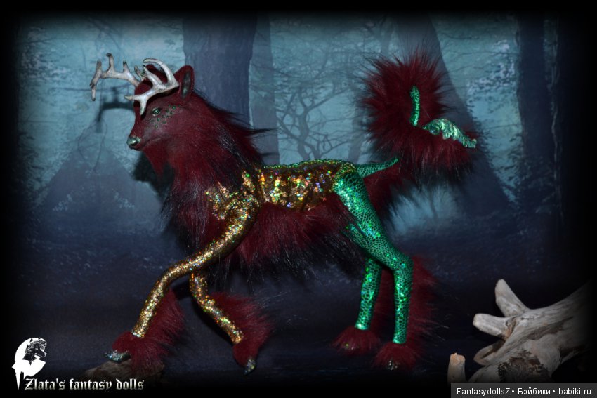 Волшебный олень, авторская подвижная мягкая скульптура (фото 7)