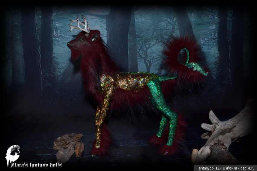 Волшебный олень, авторская подвижная мягкая скульптура (фото 3)