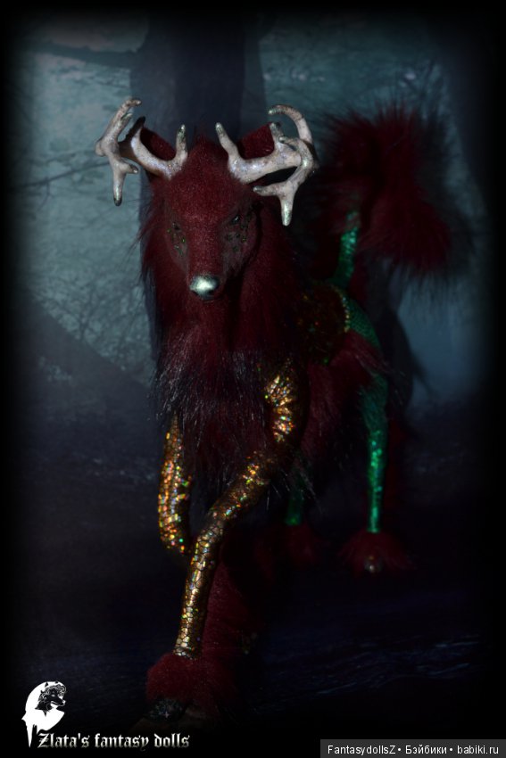 Волшебный олень, авторская подвижная мягкая скульптура (фото 8)