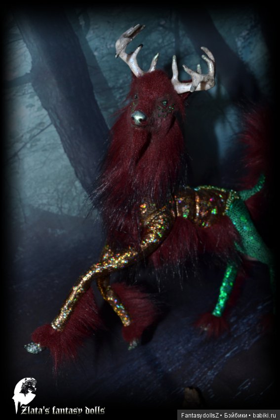 Волшебный олень, авторская подвижная мягкая скульптура