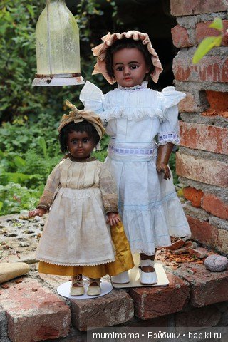 Антикварные куклы мулаточки, малышка Denamur и SH 1009
