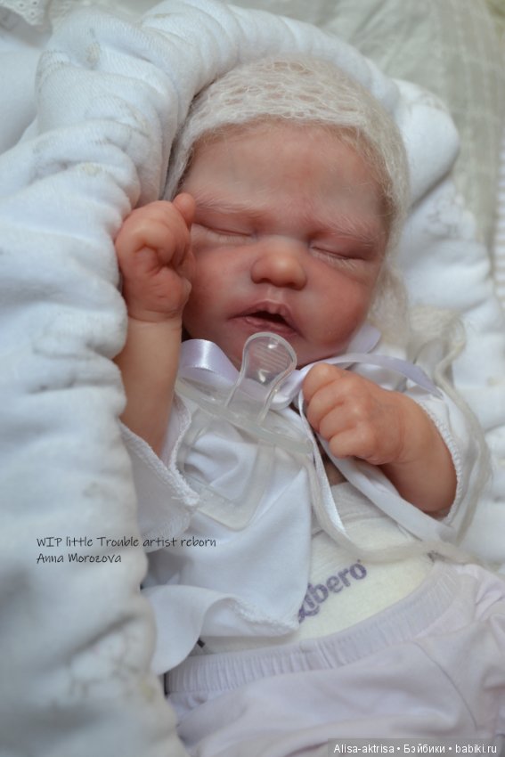 Трабл малыш - белоснежное создание. Кукла-реборн Анны Морозовой