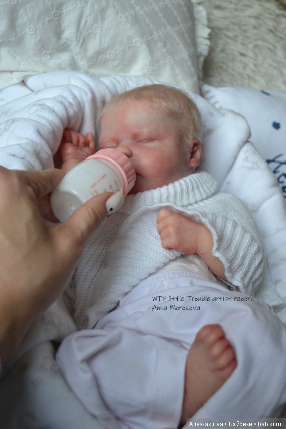 Трабл малыш - белоснежное создание. Кукла-реборн Анны Морозовой (фото 4)