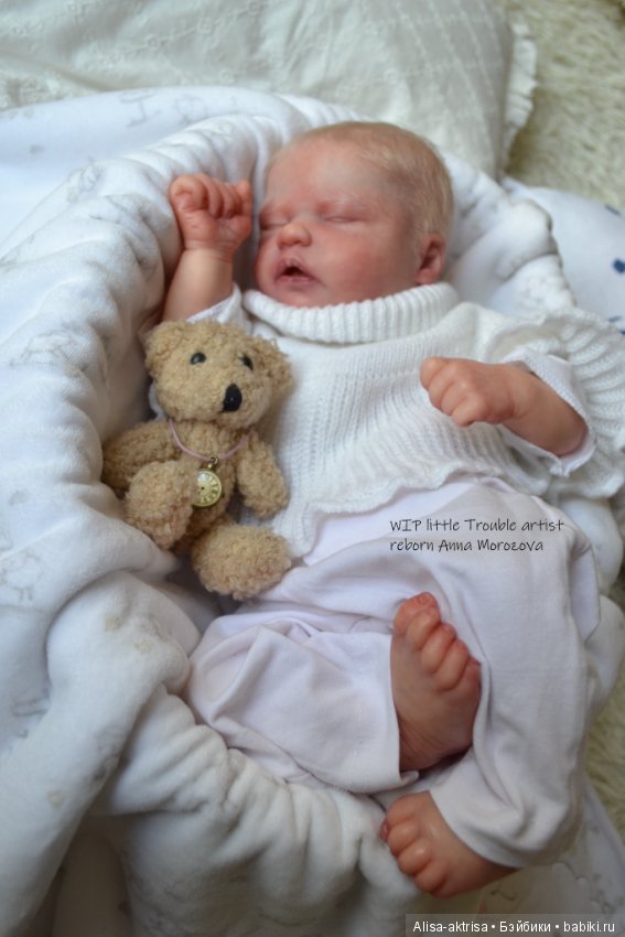 Трабл малыш - белоснежное создание. Кукла-реборн Анны Морозовой (фото 5)