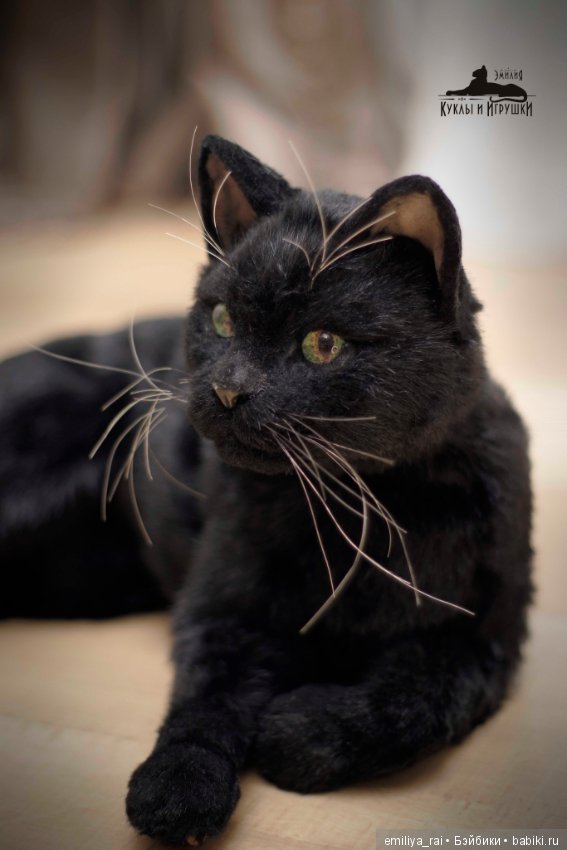 Черный кот - реалистичная игрушка