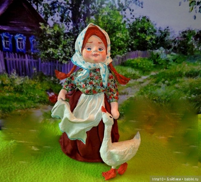 Новые ватные игрушки - Варенька и гусь (фото 4)