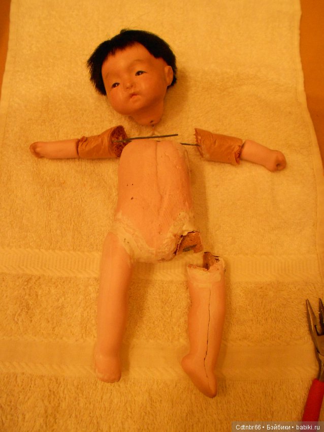 Реставрация антикварного малыша Ichimatsu ningyо + выполняю обещание: Упаковка посылки