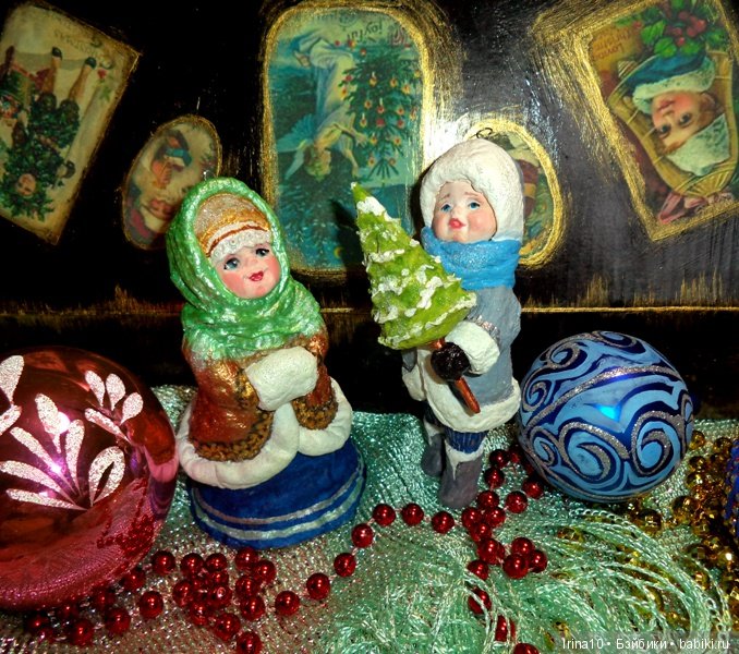 Новые ватные ёлочные игрушки - Набор из четырёх малышей (фото 10)