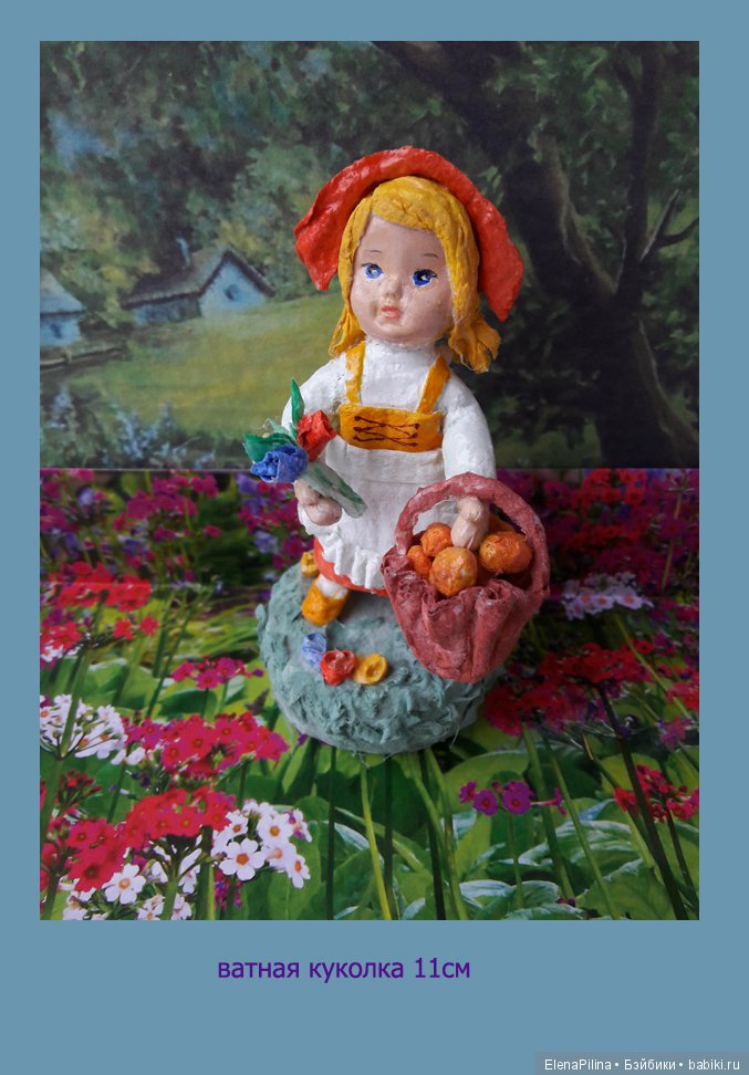 Миниатюрная ватная игрушка на елку