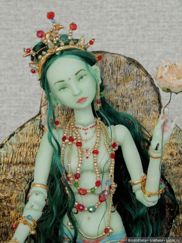 Зелёная Тара из фарфора — Авторские шарнирные куклы своими руками: лепка (фото 5)
