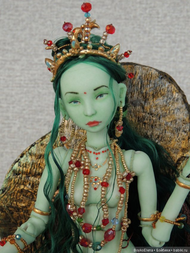 Зелёная Тара из фарфора — Авторские шарнирные куклы своими руками: лепка (фото 4)