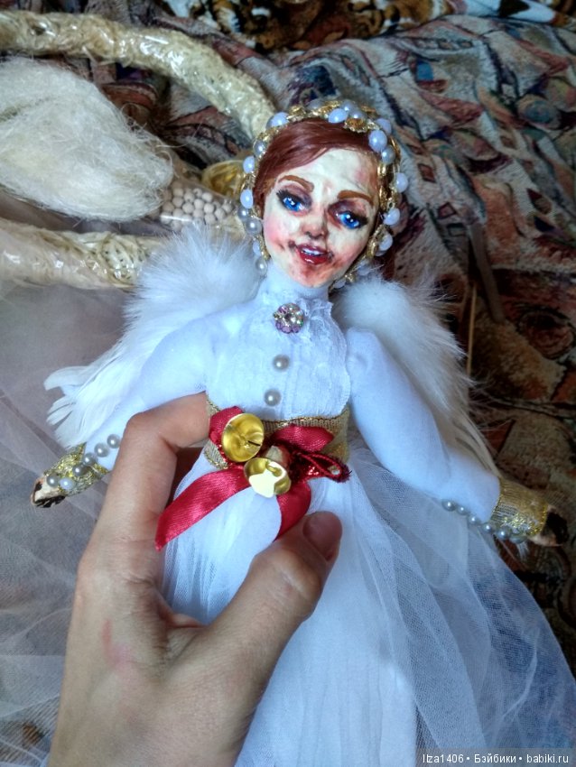 Авторская куколка-елочное украшение "Ангелок" (фото 2)