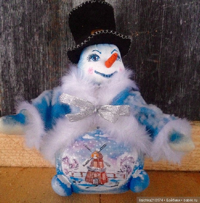 Снеговик — Текстильные игрушки и примитивы: кофейные
