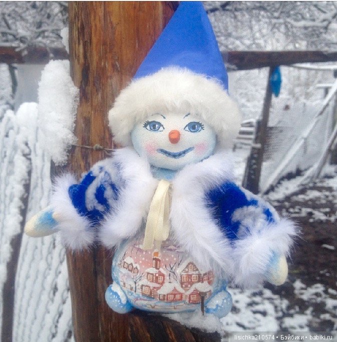 Снеговик — Текстильные игрушки и примитивы: кофейные