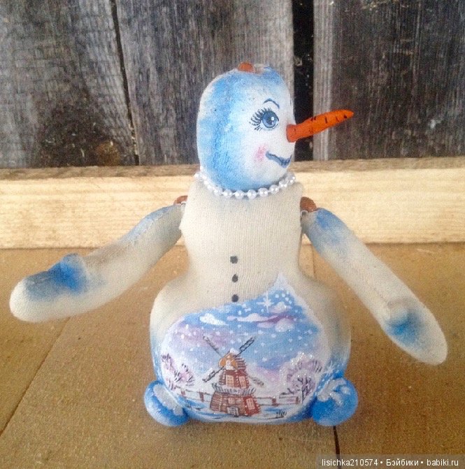 Снеговик — Текстильные игрушки и примитивы: кофейные