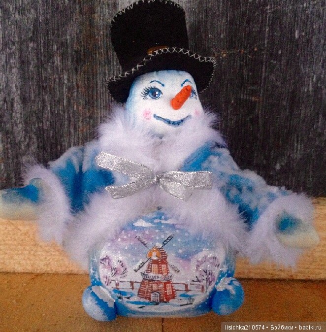 Снеговик — Текстильные игрушки и примитивы: кофейные