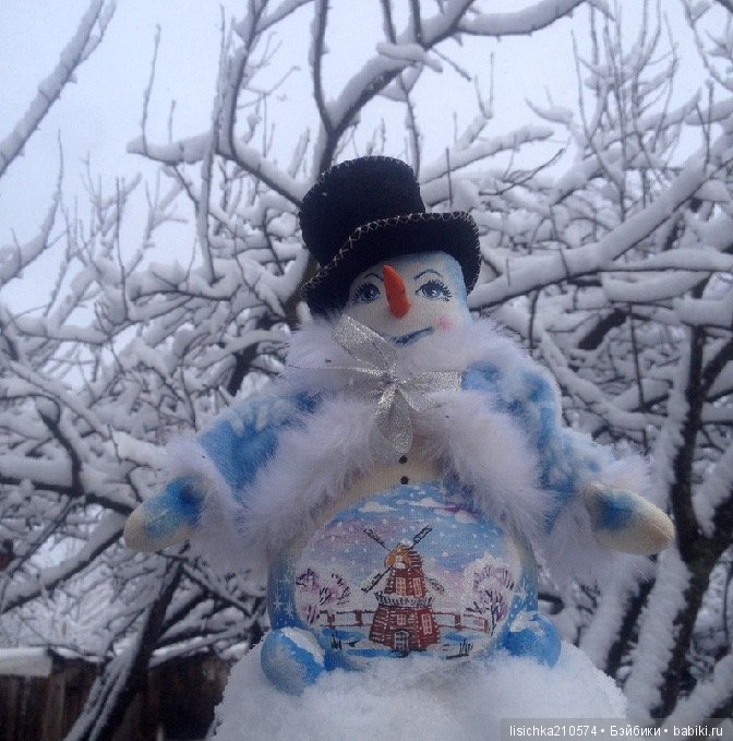 Снеговик — Текстильные игрушки и примитивы: кофейные