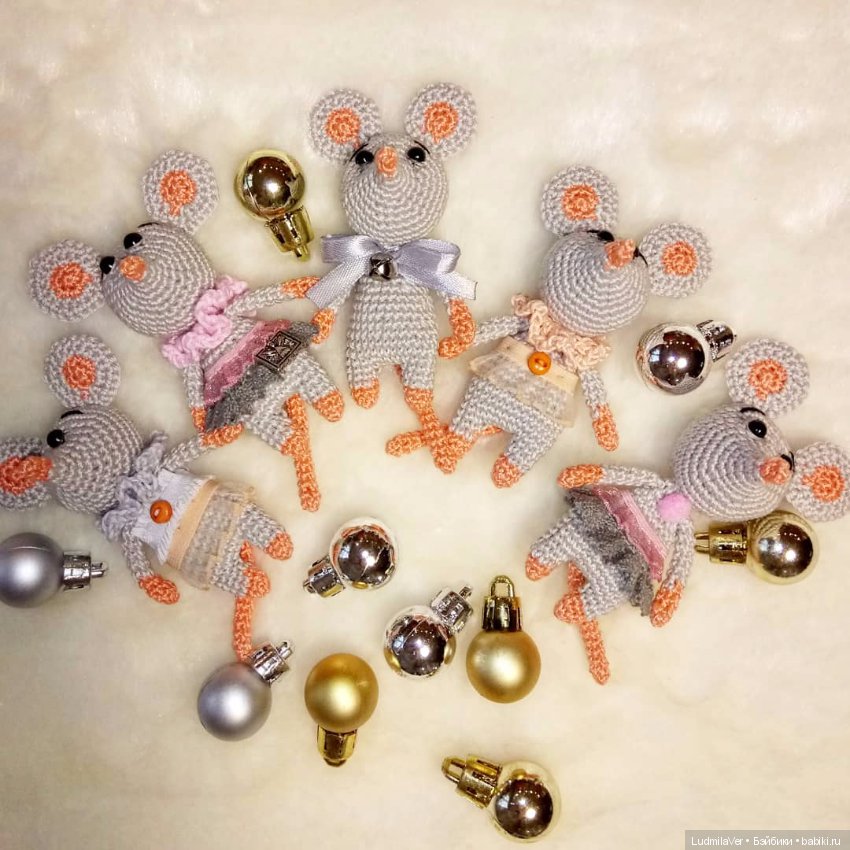 Мышки - малышки 9 см — Вязаные игрушки и амигуруми: крючком (фото 6)