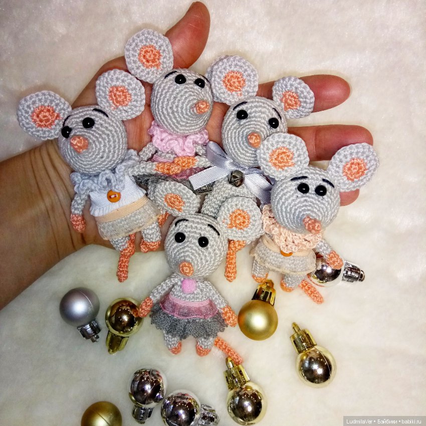 Мышки - малышки 9 см — Вязаные игрушки и амигуруми: крючком (фото 4)