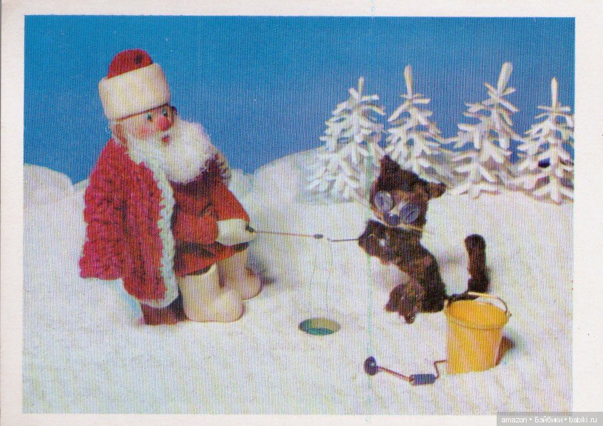 Новогодние ретро-открытки с куклами