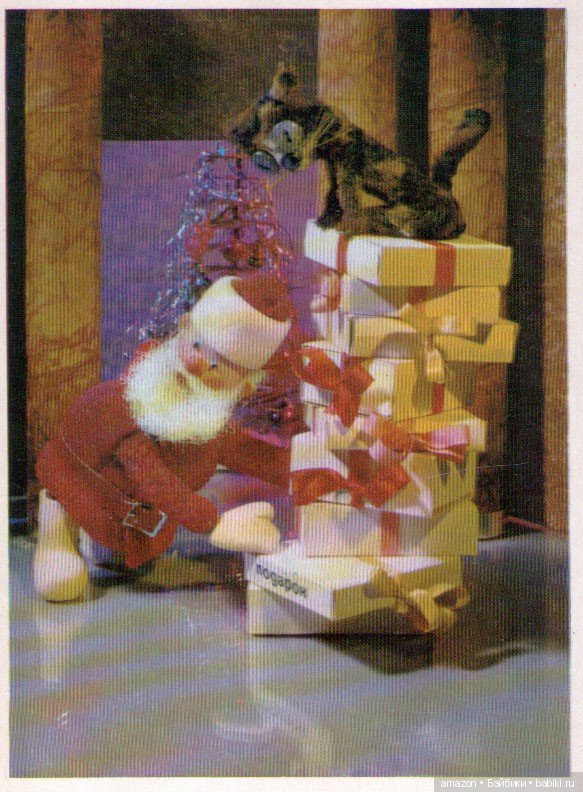 Новогодние ретро-открытки с куклами (фото 7)